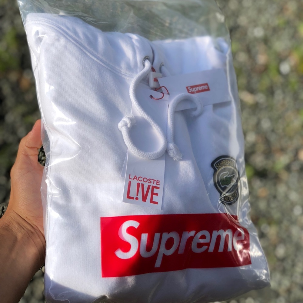 Supreme Lacoste Hooded Hoodie White